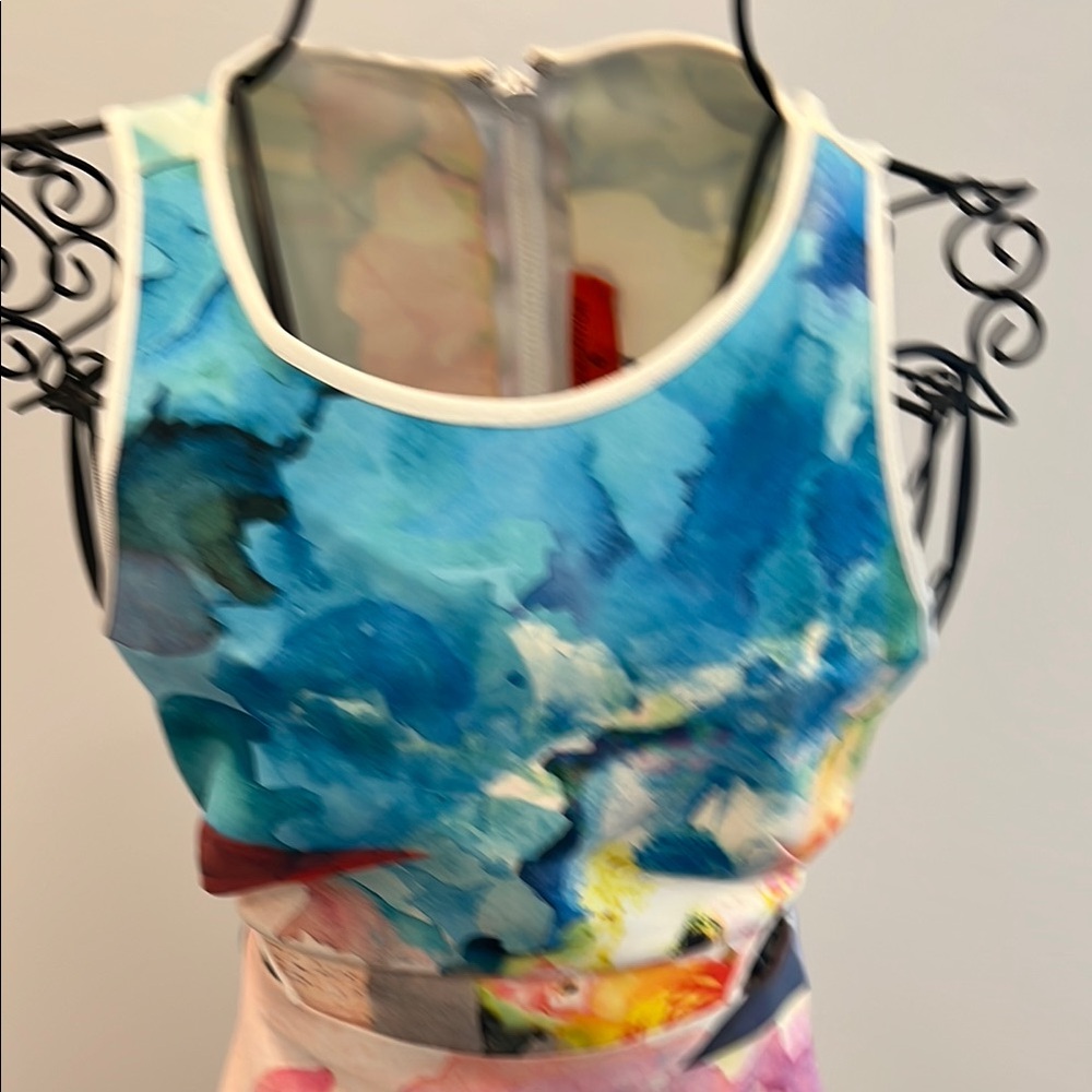 Clover Canyon Blue and Pink Halter A-Line Mini Dress - Picture 10 of 10